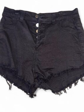 High-Rise Black Frayed Hem Women’s Shorts